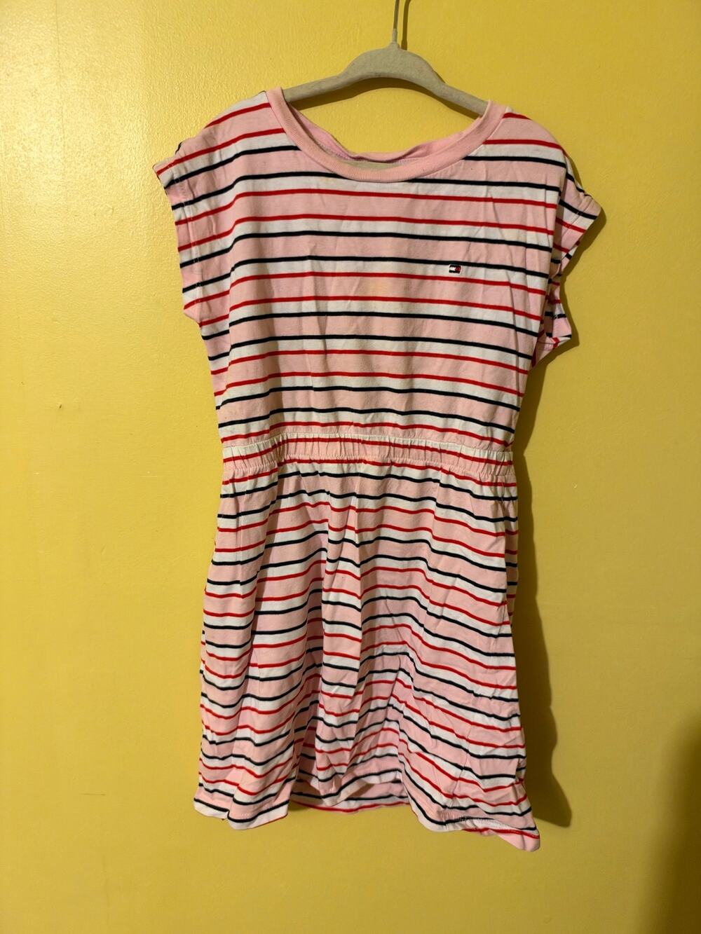 Tommy Hilfiger Girls' Breton Striped Cotton T-Shirt Dress